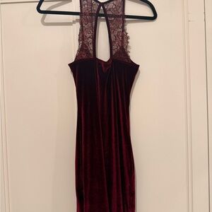 Deep Red Velvet and Lace Dress mini